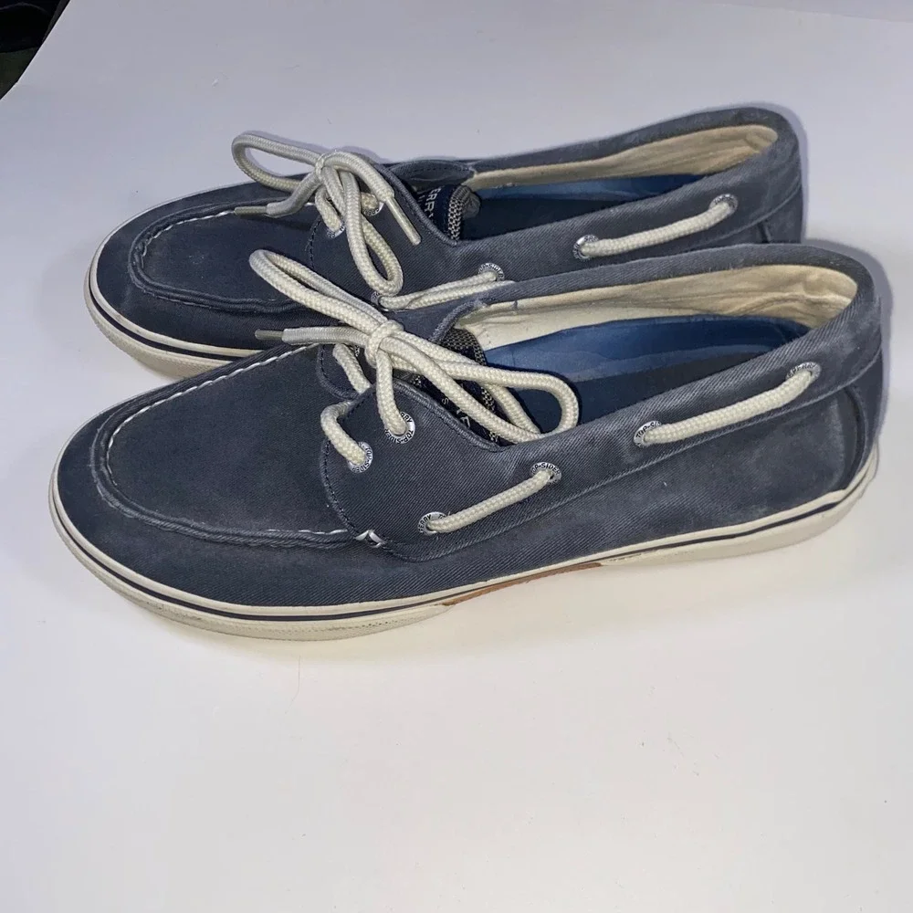 Sperry Top-Sider Mens Bahama Navy Blue Canvas Boat Shoe Sneakers 8.5M B13-CH171
